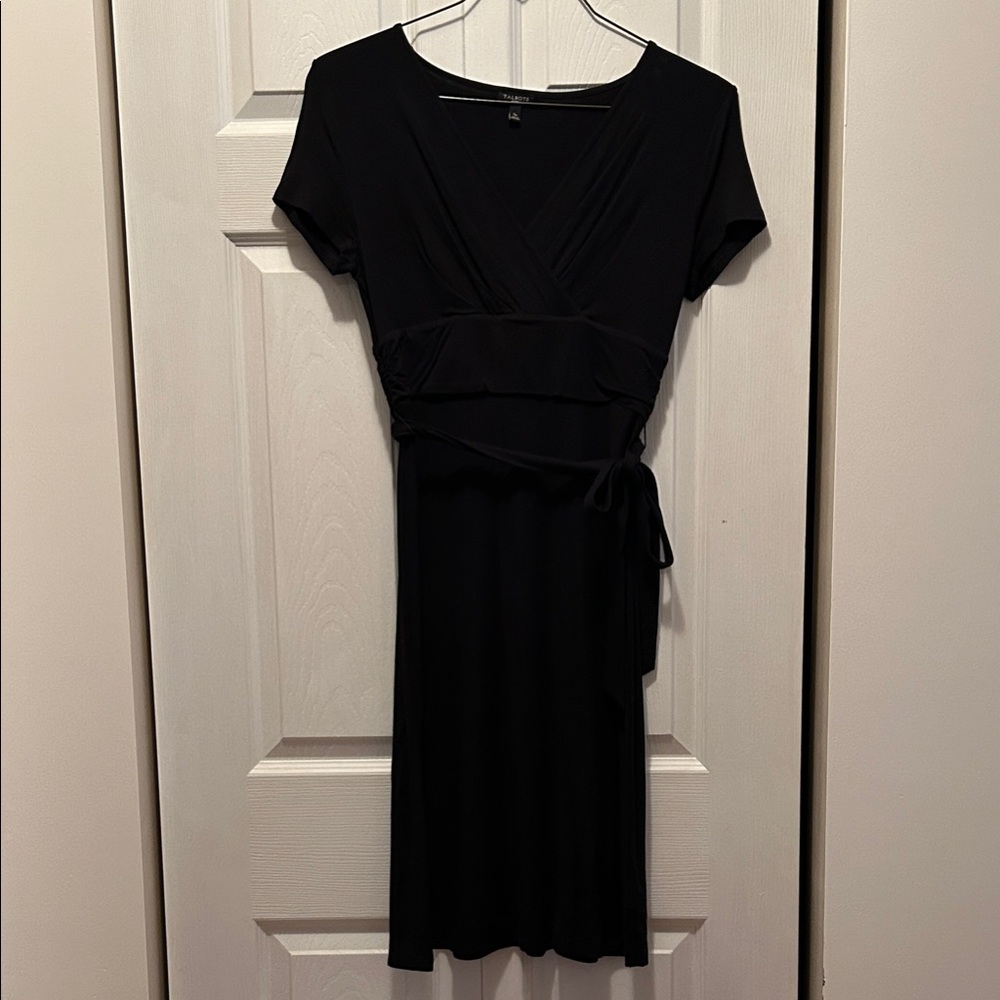 Talbots Black Wrap Dress versatile cotton knit